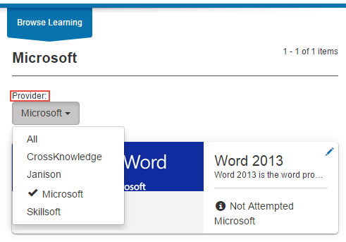 Top filters in Browse Learning