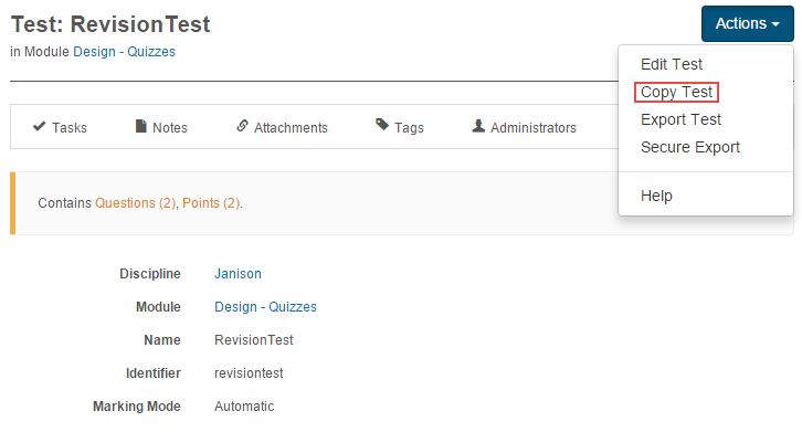 Copy a test