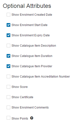 Optional Attributes options