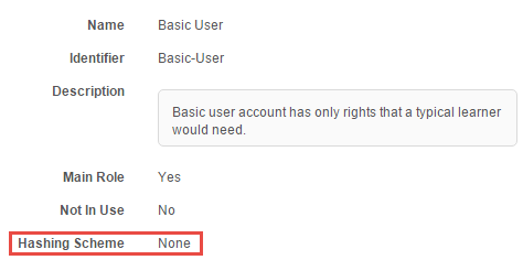 Hashing scheme set to None