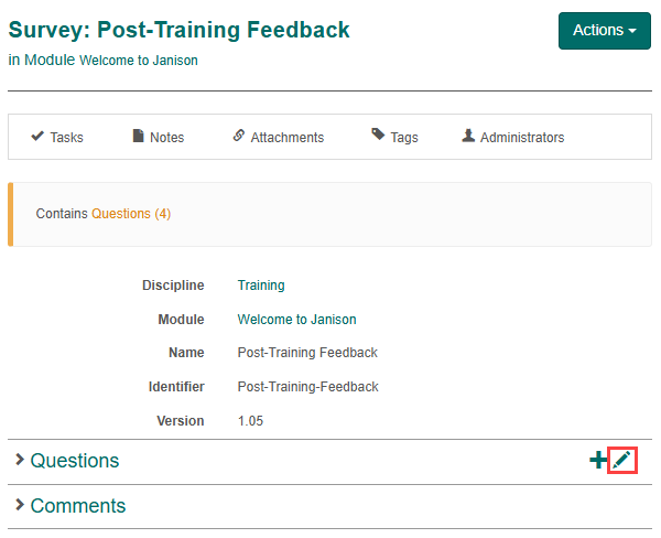 Add Existing Questions example