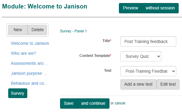 Survey linked to module example
