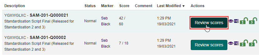 Review scores button