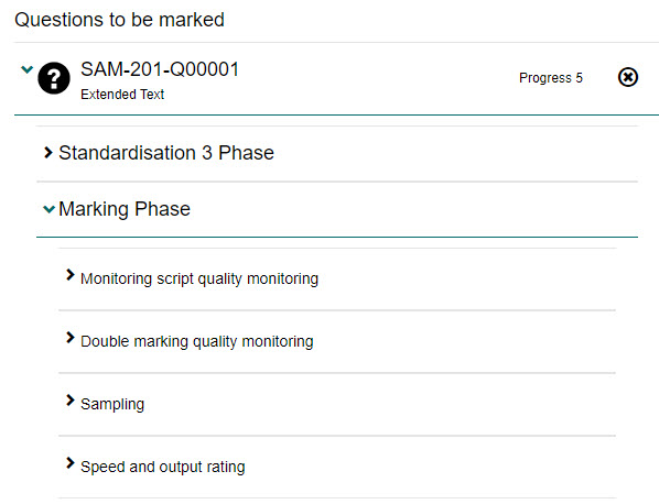Marking Phase expandable section detail