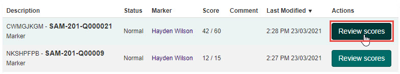 Review scores button