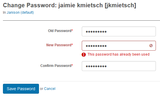 Password reuse message
