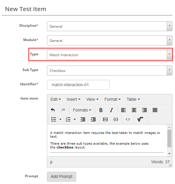 Create a match interaction item (3)