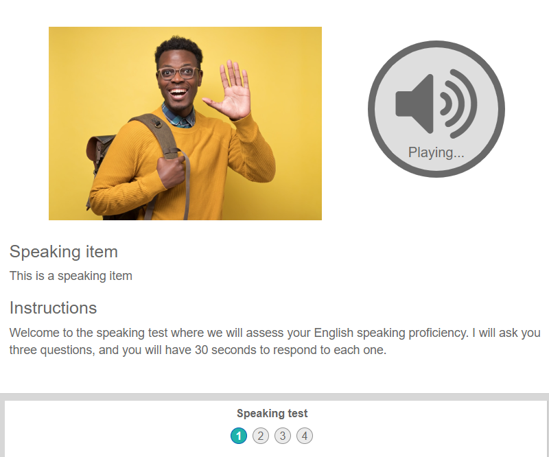 Introduction screen with a sound file attached