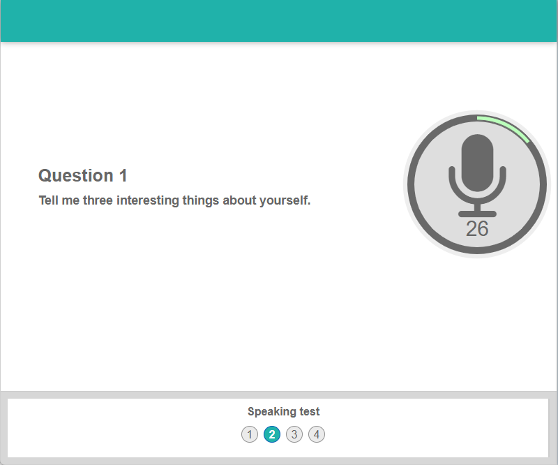 The speaker switches to a microphone and records the test-taker's responses