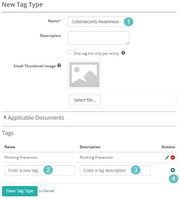 New Tag Type form