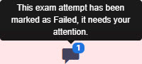 Proctortrack message shown on hover over the comment icon
