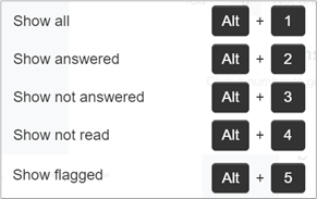 Progress summary screen with filter buttons