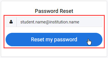 The Proctortrack password reset screen, with email field and Rest my password button highlighted.
