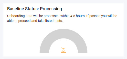 The 'processing' message on the Proctotrack dashboard, indicating the onboarding scan data is being processed.