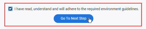 Checkbox and Go To Next Step button highlighted.